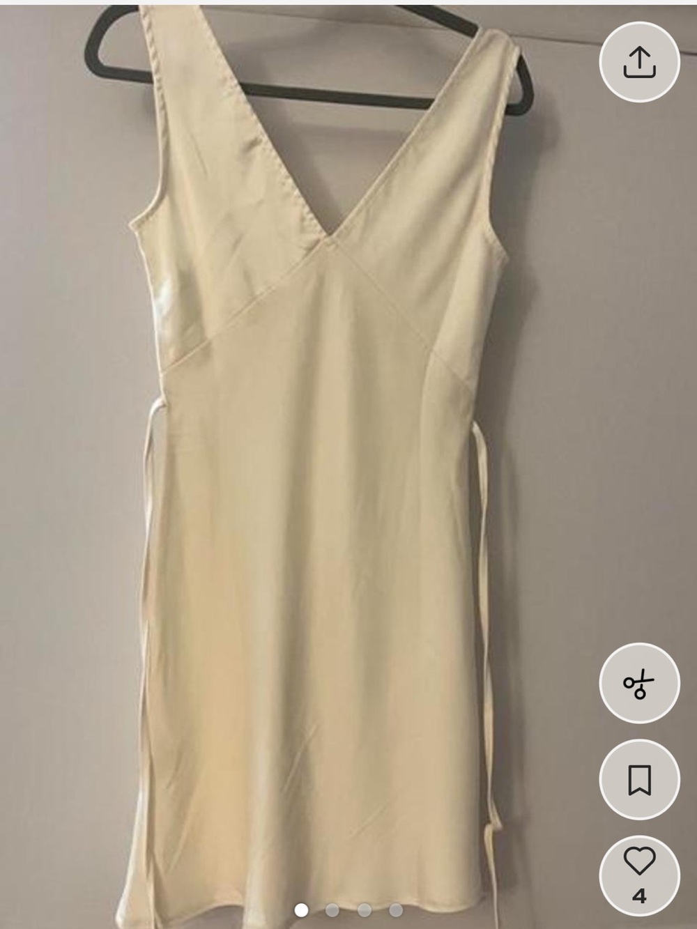 Peppermayo Cream V-Neck Tie-Side Mini Dress